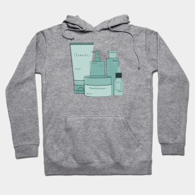 Skincare Essentials (Teal Theme) Hoodie by aaalou